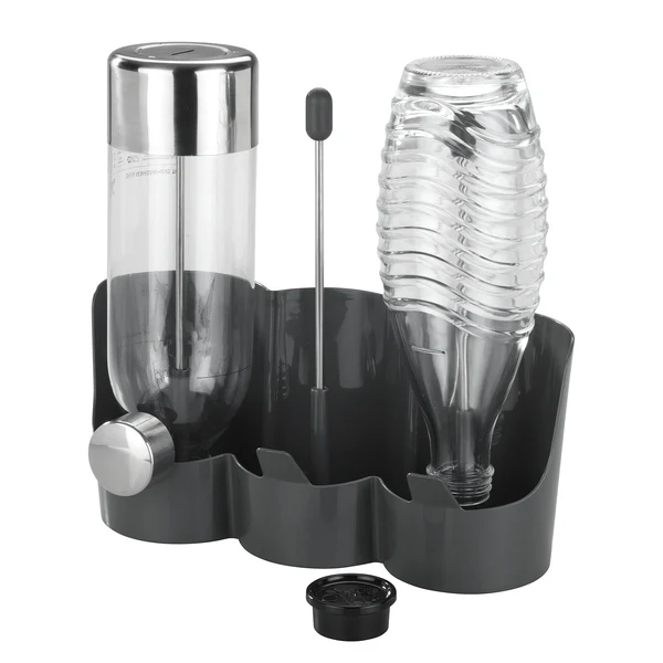 Flaschenhalter Filia - Edelstahl / Bambus - Silber matt / Braun - Image 3