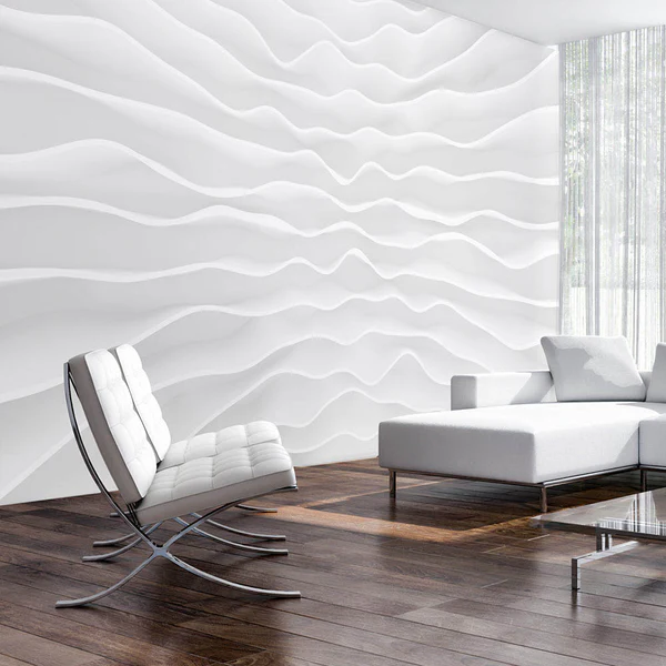Fototapete Origami Wall - Premium Vlies - Weiß - 200 x 140 cm - Image 2