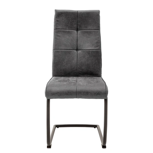 Freischwinger Algou 2er-Set - Webstoff / Eisen - Grau / Schwarz - Image 2