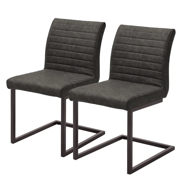 Freischwinger Finga I (2er-Set) - Vintage Kunstleder Kasai: Grau - Schwarz