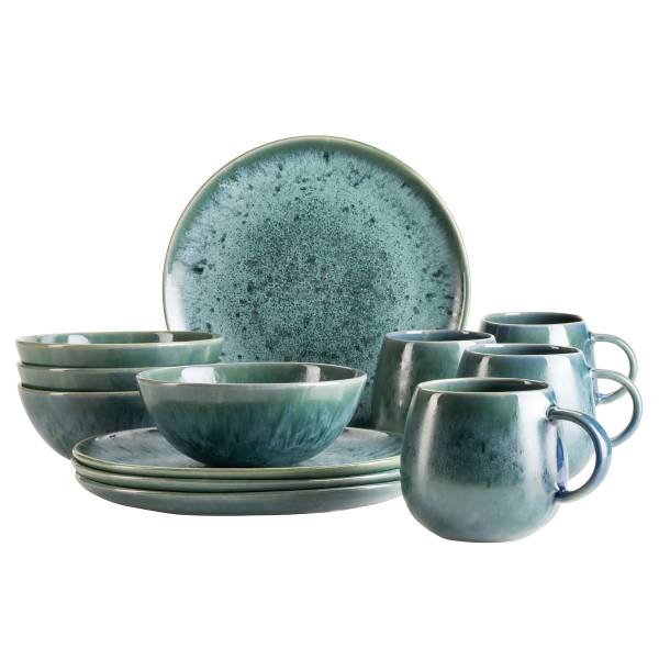 Frühstücksset Carellia 12-teilig - Blau - 55 x 33 x 27 cm