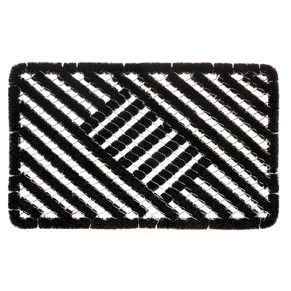 Fußmatte Grid Brushes - Kokos / Zink - Schwarz - 60 x 40 cm