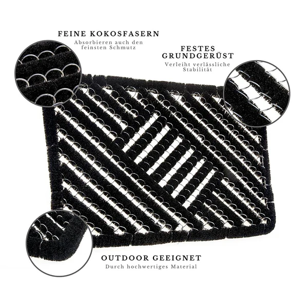 Fußmatte Grid Brushes - Kokos / Zink - Schwarz - 60 x 40 cm - Image 4
