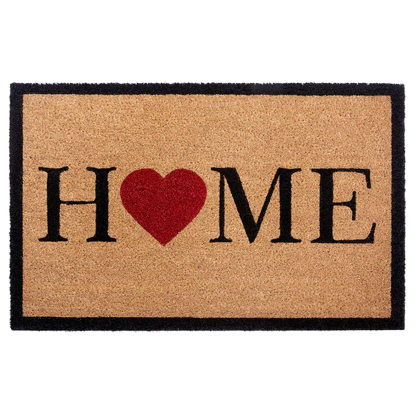Fußmatte Kokos Heart in Home - Kokos / PVC - Beige / Rot