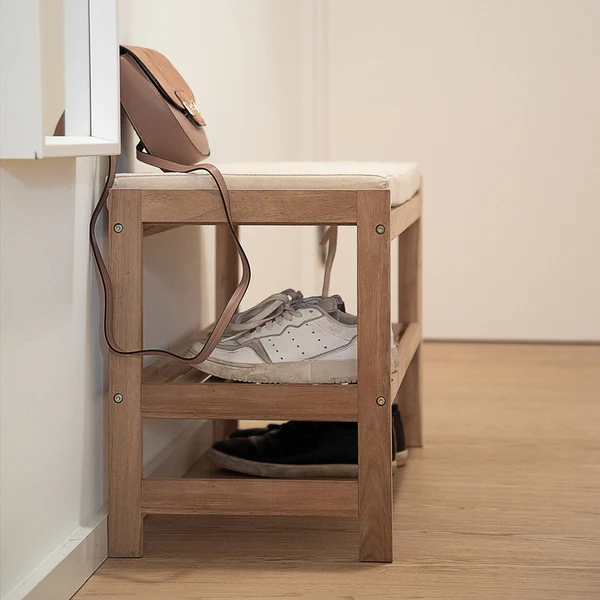 Garderobenbank Acina - Akazie massiv - Akazie / Weiß - Image 3