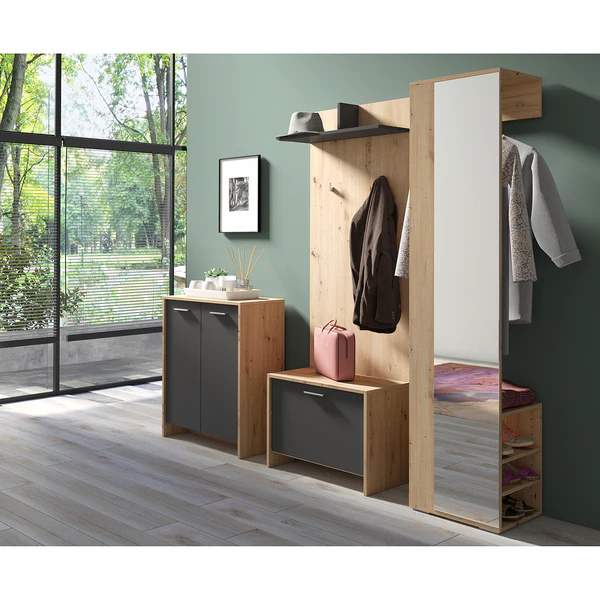 Garderobenbank Edgeworth - Eiche Artisan Dekor / Anthrazit - Image 4