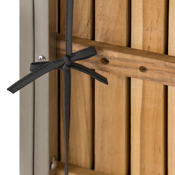 Gartenhocker Cipressa Teak & Edelstahl - Webstoff / Teak massiv - Grau / Braun - Image 11