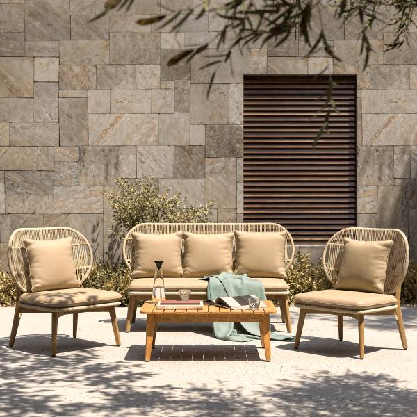 Gartensessel Lasia - Akazie massiv / Polyester - Beige - Image 2
