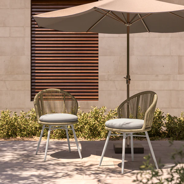 Gartenstuhl Cabello 2er-Set - Polyester / Aluminium - Taupe / Beige - Taupe - Image 2
