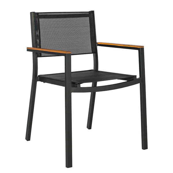 Gartenstuhl Daly mit Gitterstoff 2er-Set - Textilene / Aluminium - Schwarz - Image 13