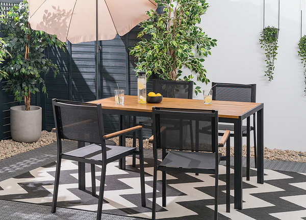Gartenstuhl Daly mit Gitterstoff 2er-Set - Textilene / Aluminium - Schwarz - Image 4