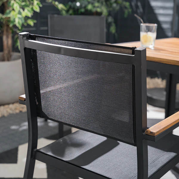 Gartenstuhl Daly mit Gitterstoff 2er-Set - Textilene / Aluminium - Schwarz - Image 8