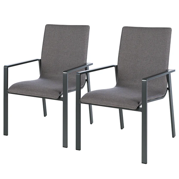 Gartenstuhl Kasama 2er-Set - Grau - Webstoff - Aluminium - 60 x 67 x 96 cm