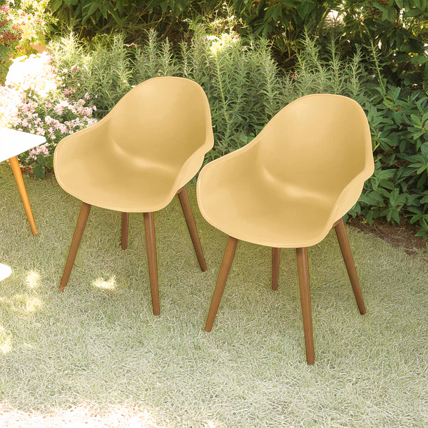 Gartenstuhl VACY 2er-Set - Polyethylen / Stahl - Beige - Image 3
