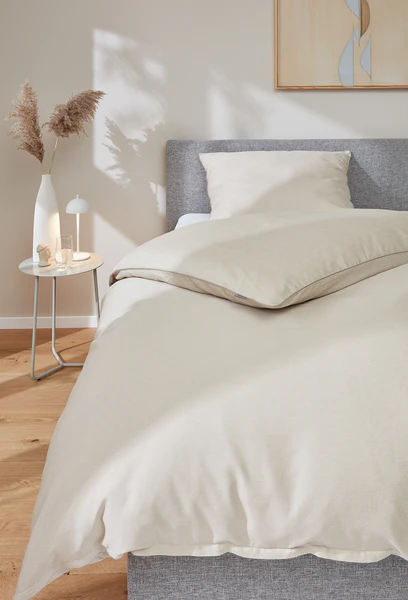 Glanz-Satinbettwäsche Ease - Baumwolle  - Beige - 155 x 220 cm + Kissen 80 x 80 cm - Image 2