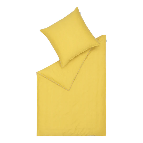 Glanz-Satinbettwäsche Ease - Baumwolle - Gelb - 135 x 200 cm + Kissen 80 x 80 cm