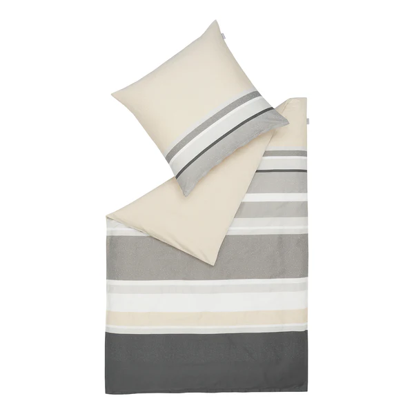 Glanz-Satinbettwäsche Mixed - Baumwolle - Beige - 135 x 200 cm + Kissen 80 x 80 cm
