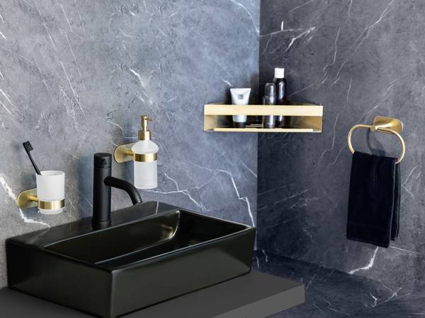 Handtuchring Orea - Edelstahl / Satiniertes Glas - Gold - Image 2