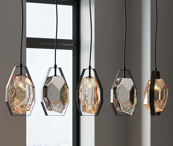 Hängeleuchte Diamond Fever Dining - Stahl / Glas - 5-flammig - Schwarz