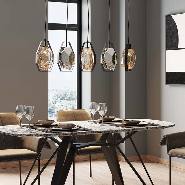 Hängeleuchte Diamond Fever Dining - Stahl / Glas - 5-flammig - Schwarz - Image 2