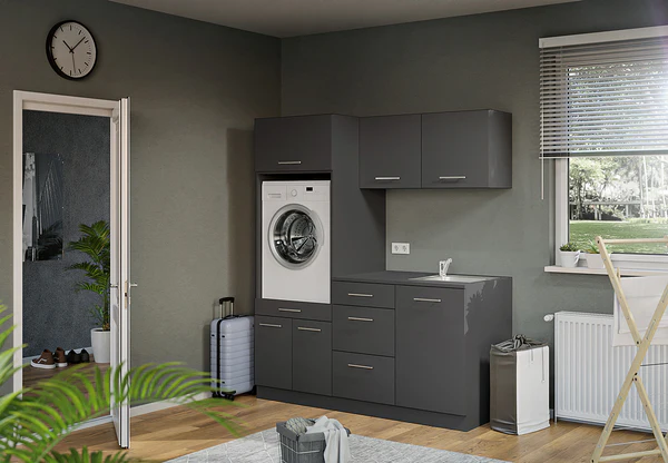 Hängeschrank Laundreezy 1 Tür - Anthrazit - Höhe: 50 cm - Image 2
