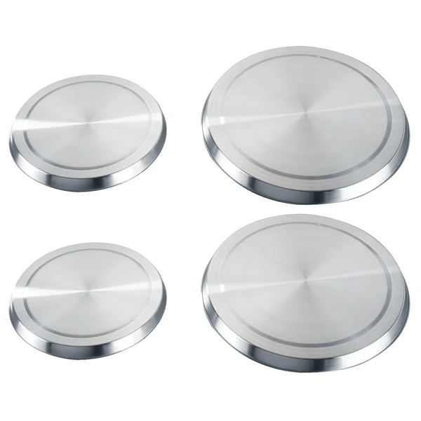 Herdabdeckplatte Mazarron (4er-Set) - Edelstahl / Bambus - Silber matt / Braun