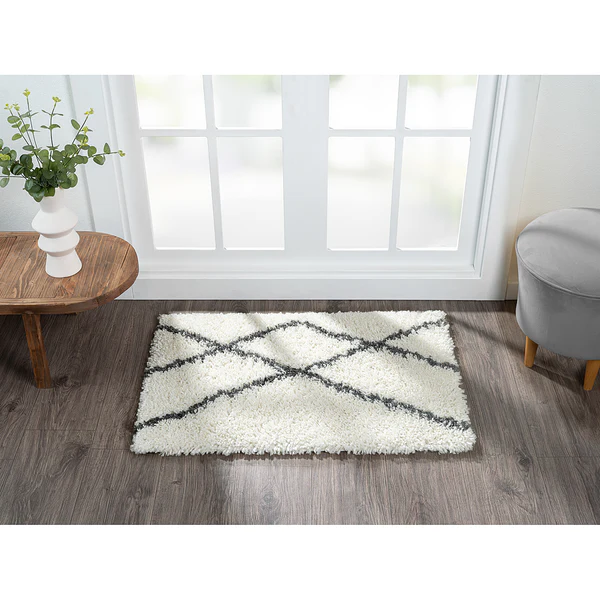 Hochflorteppich My Shaggy Raute - Polypropylen / Jute - Creme / Grau - 60 x 90 cm - Image 2