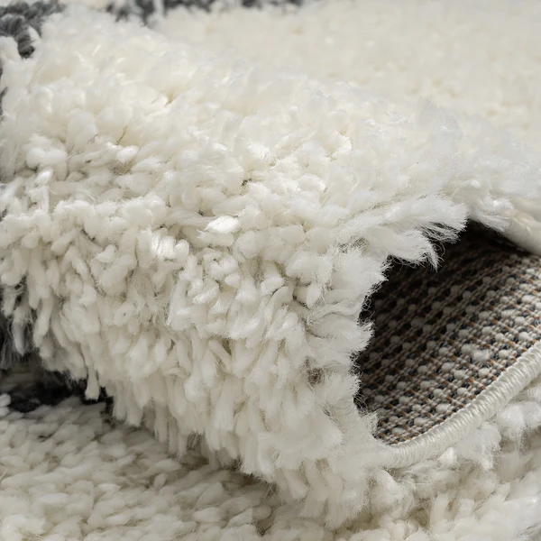 Hochflorteppich My Shaggy Raute - Polypropylen / Jute - Creme / Grau - 60 x 90 cm - Image 5