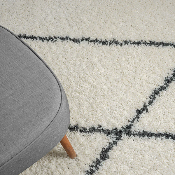 Hochflorteppich My Shaggy Raute - Polypropylen / Jute - Creme / Grau - 60 x 90 cm - Image 6