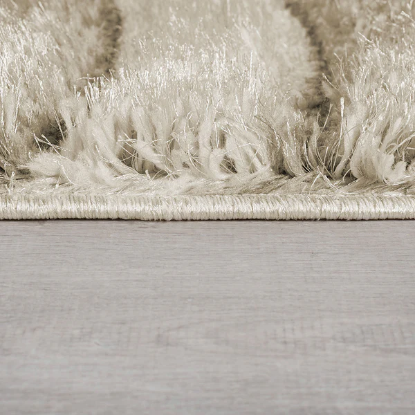 Hochflorteppich Velvet Carved - Recyceltes Polyester - Beige - 80 x 150 cm - Image 4