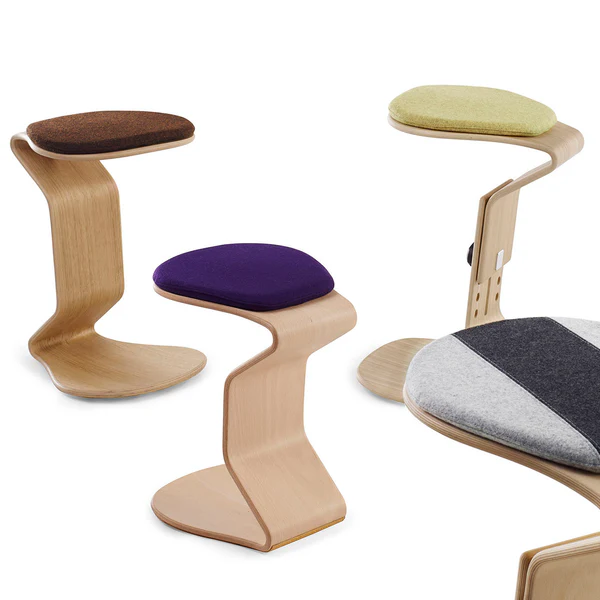 Hocker myERCOLINO - Laneve-Wolle / Echtholzfunier - Olivgelb - Image 7