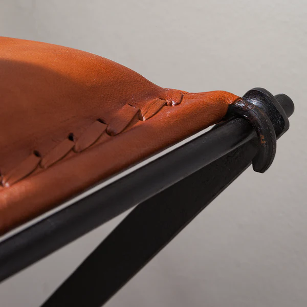 Hocker Nita Echtleder - Echtleder / Metall - Cognac / Schwarz - Image 11