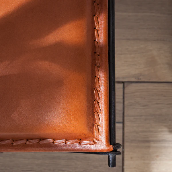 Hocker Nita Echtleder - Echtleder / Metall - Cognac / Schwarz - Image 12