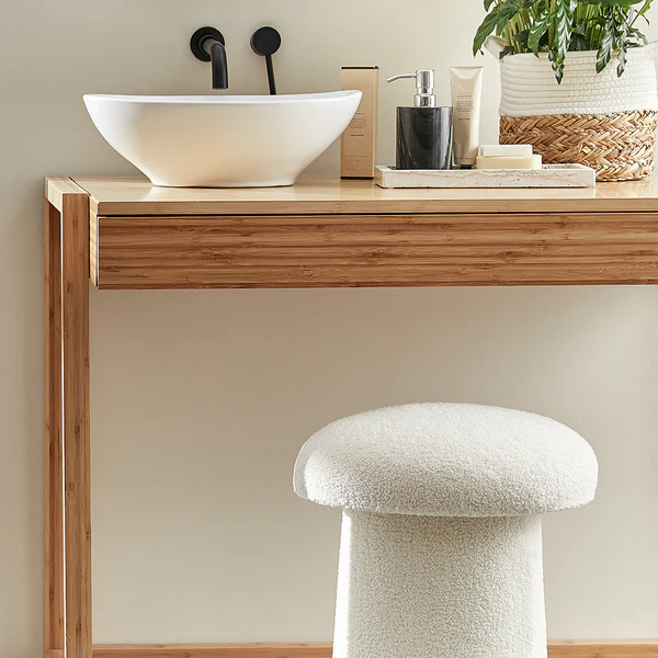 Hocker TODDY - Kiefer / Polyester - Weiß - Image 3