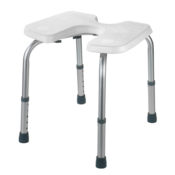Hygienehocker Secura - Kunststoff / Aluminium - Weiß