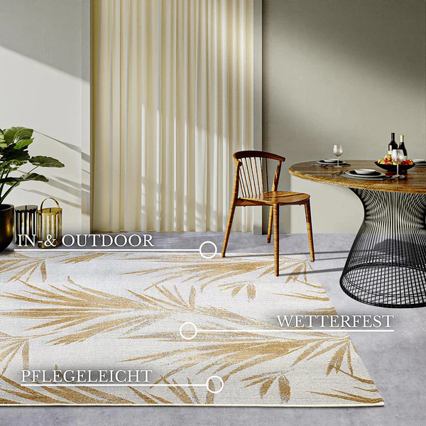 In- & Outdoor Teppich Charles - Polyester / BCF - Creme / Gold - 200 x 285 cm - Image 9