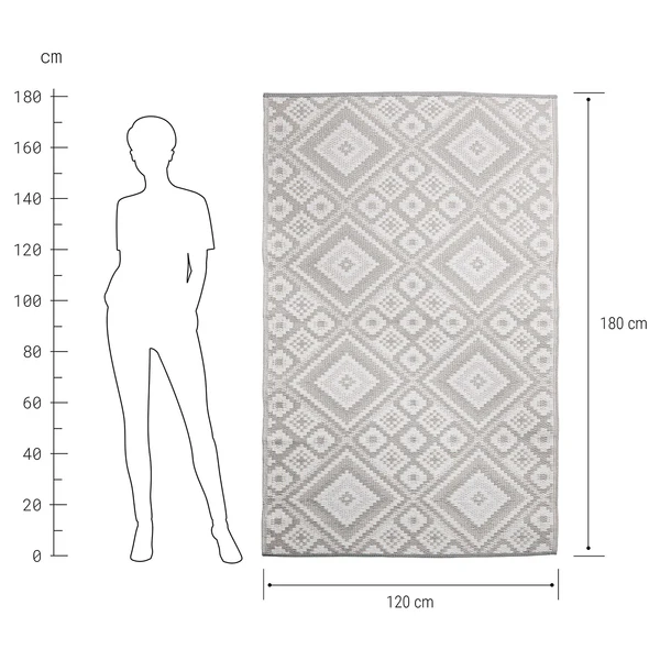 In-/ Outdoorteppich COLOUR CLASH Ethno I - Polypropylen / recyceltes Material - Grau - 118 x 180 cm - Image 8