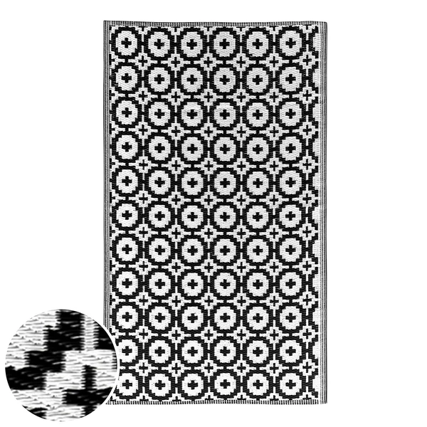 In-/Outdoorteppich COLOUR CLASH Mosaik I - Polypropylen, davon mind. 20% recyceltes - Schwarz / Weiß - 90 x 150 cm