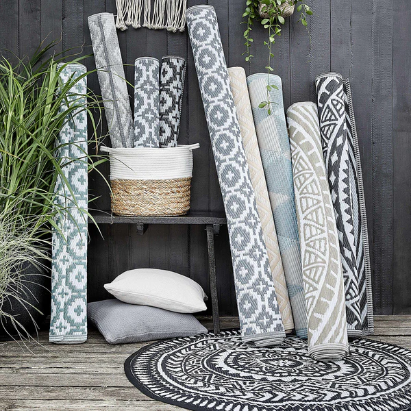 In-/Outdoorteppich COLOUR CLASH Mosaik I - Polypropylen, davon mind. 20% recyceltes - Schwarz / Weiß - 90 x 150 cm - Image 5