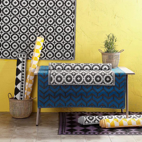 In-/Outdoorteppich COLOUR CLASH Mosaik I - Polypropylen, davon mind. 20% recyceltes - Schwarz / Weiß - 90 x 150 cm - Image 8