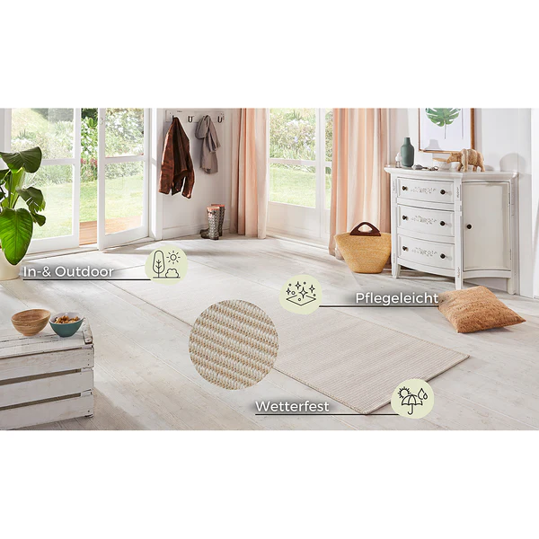 In-/Outdoorteppich Nature - Kunstfaser - Creme - Image 5