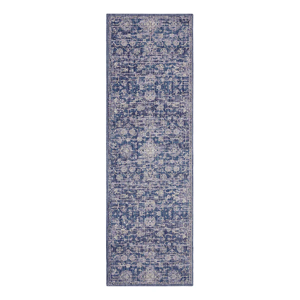 In - und Outdoor Teppich Alexandria - Polypropylen - Blau / Weiß - 80 x 200 cm