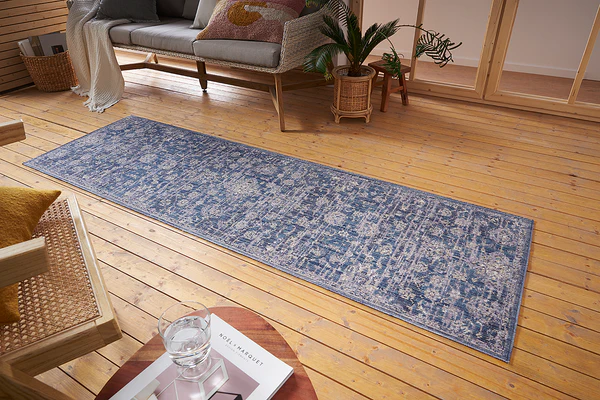 In - und Outdoor Teppich Alexandria - Polypropylen - Blau / Weiß - 80 x 200 cm - Image 2