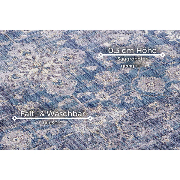 In - und Outdoor Teppich Alexandria - Polypropylen - Blau / Weiß - 80 x 200 cm - Image 7