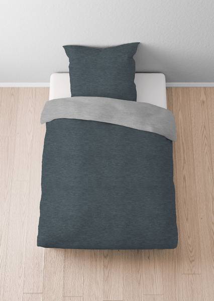 Jersey Bettwäsche Uni - Baumwolle - Schwarz - 155 x 220 cm + Kissen 80 x 80 cm - Image 2