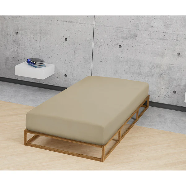 Jersey-Elastic-Spannbetttuch 0077866 - Baumwolle / Elasthan - Taupe - 140-160 x 200-220 cm - Image 2