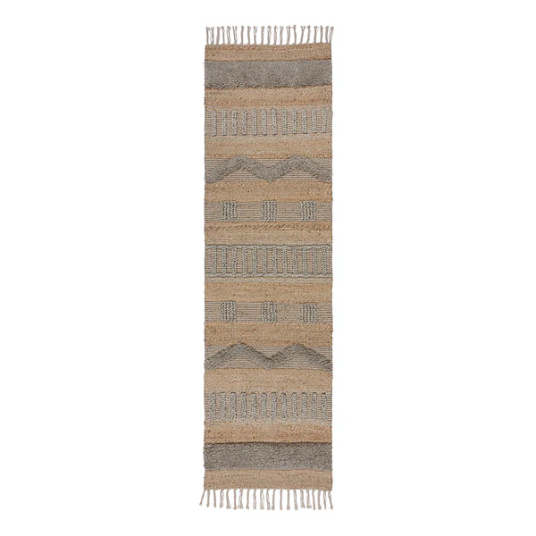 Juteläufer Medina - Jute / Wolle - Grau