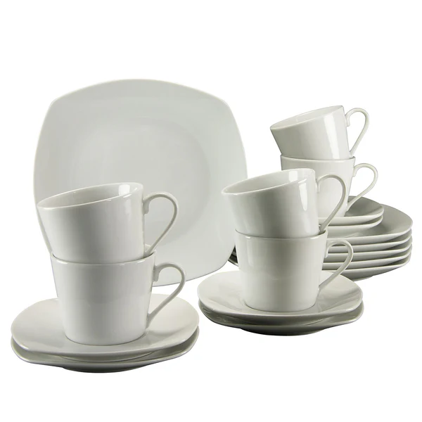 Kaffeeservice Amelie - Porzellan - Weiß - 18-teilig