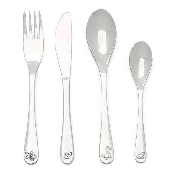 Kinderbesteck Gartenteichtiere 4-teilig - Edelstahl - Silber