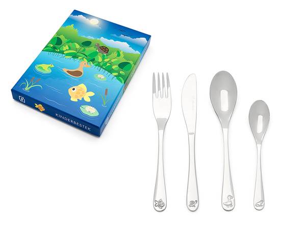 Kinderbesteck Gartenteichtiere 4-teilig - Edelstahl - Silber - Image 3